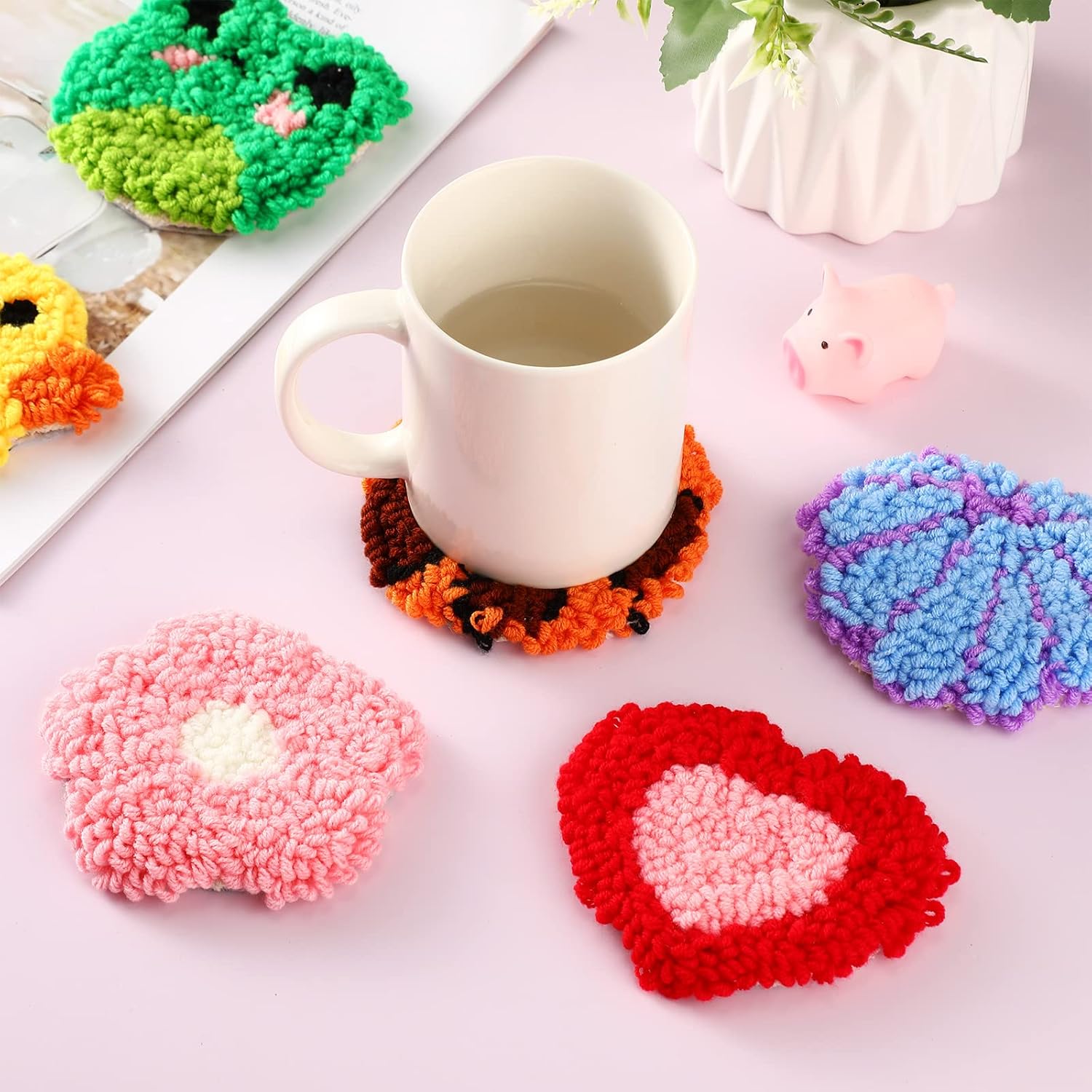 6Pcs Frog Punch Needle Coaster - Kitchen Gadgets Crossword ulasan dan harga