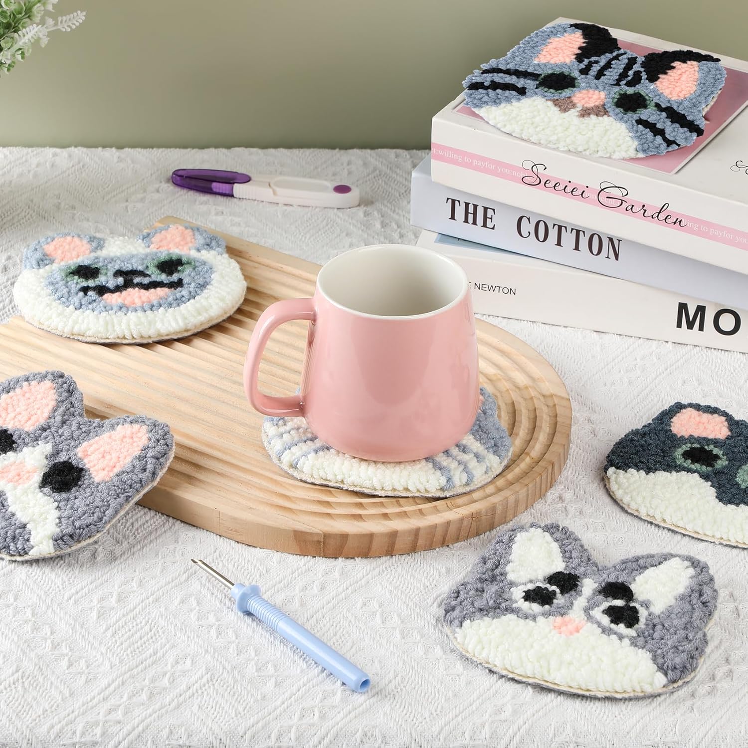 6PCS Set Punch Needle Coaster  - Kitchen Gadgets Crossword ulasan dan harga
